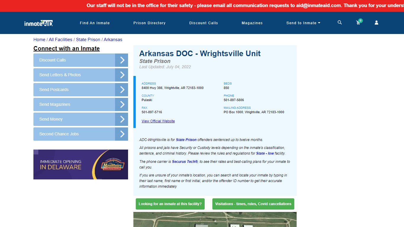 Arkansas DOC - Wrightsville Unit & Inmate Search ...