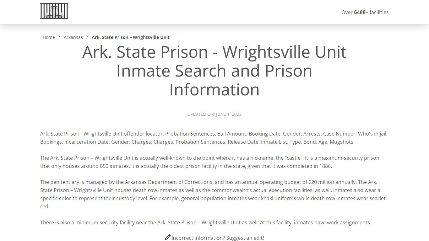 Ark. State Prison - Wrightsville Unit Inmate Search ...